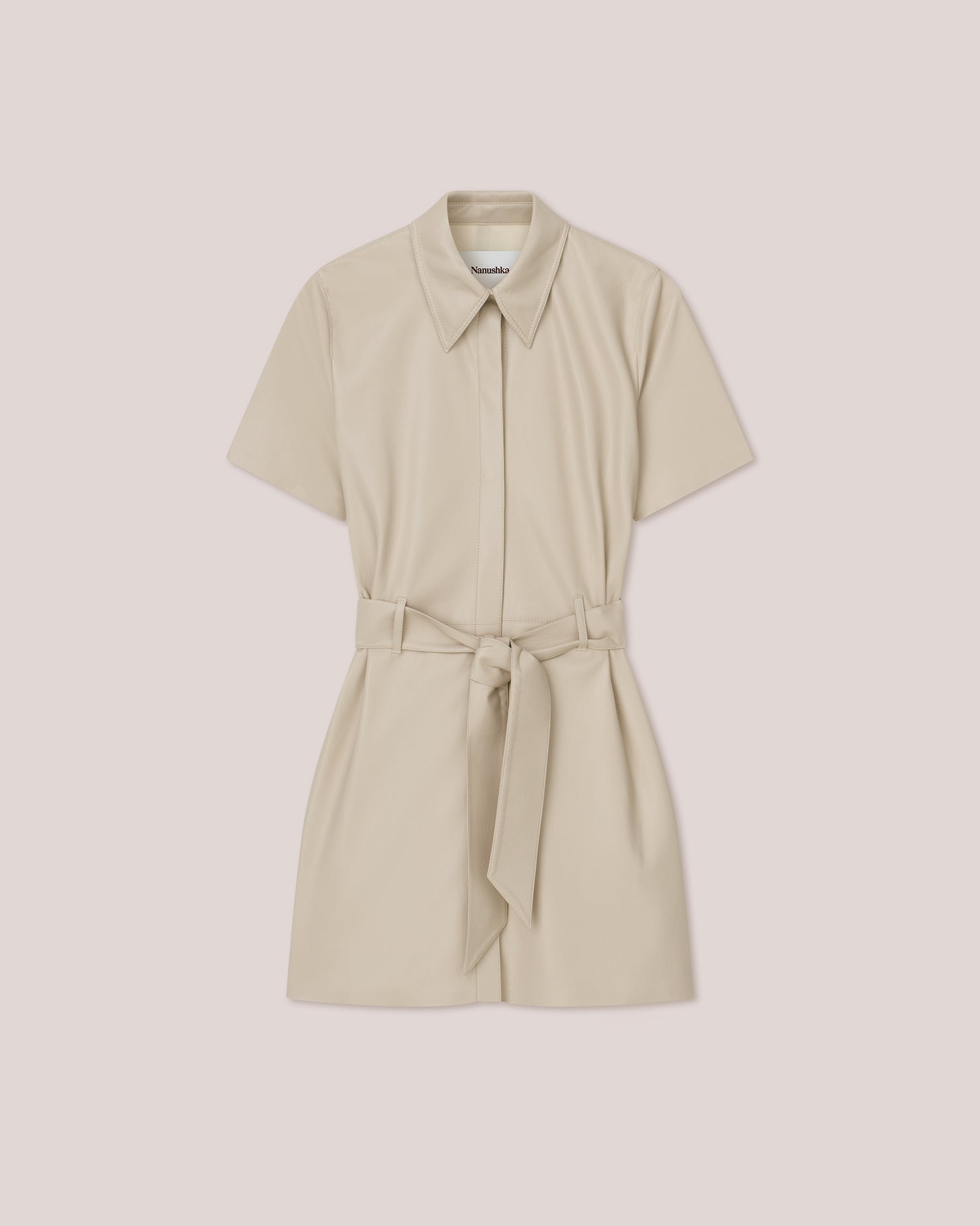 Womens | Halli Alt-Leather Shirt Dress | Creme