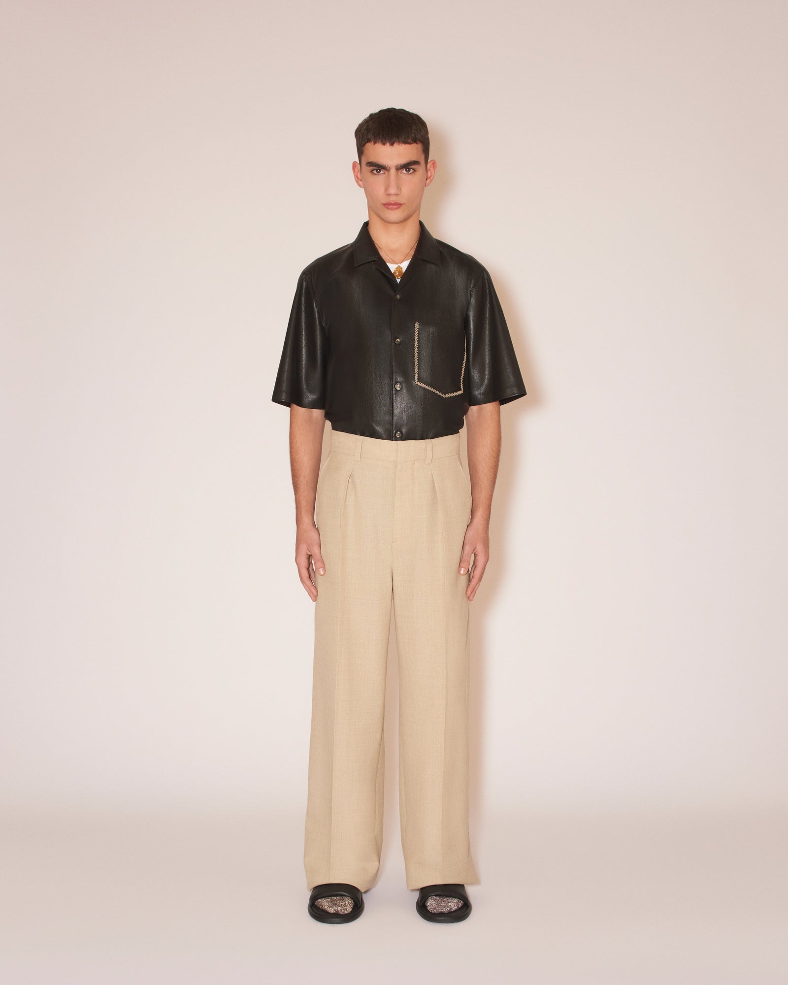 Mens | Cian Summer Suiting Straight-Leg Pants | Sand Melange