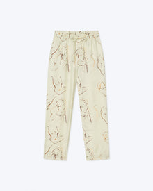 Mens | Jain Printed Twill Silk Pants | Line Drawing Small Scale