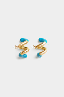 Fusillo Rubberized Gold Earrings | Unisex | Sky Blue