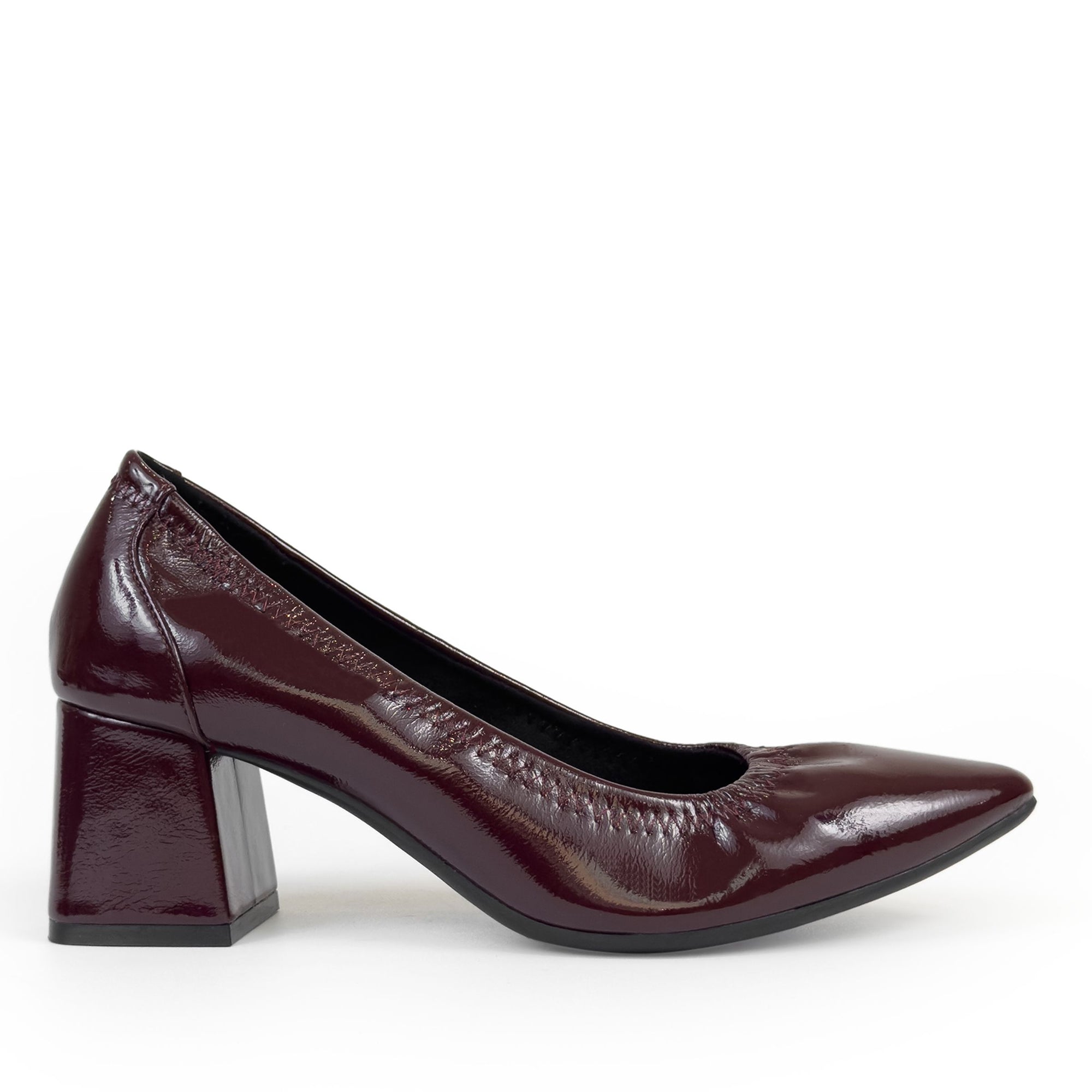 Elisea Dress Pump | Merlot Crinkle Faux Patent Stretch