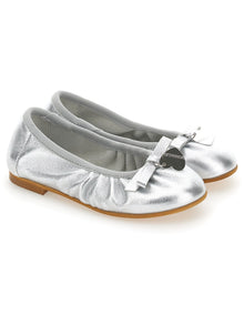 Girls | Laminated Leather Ballet Flats | Silver