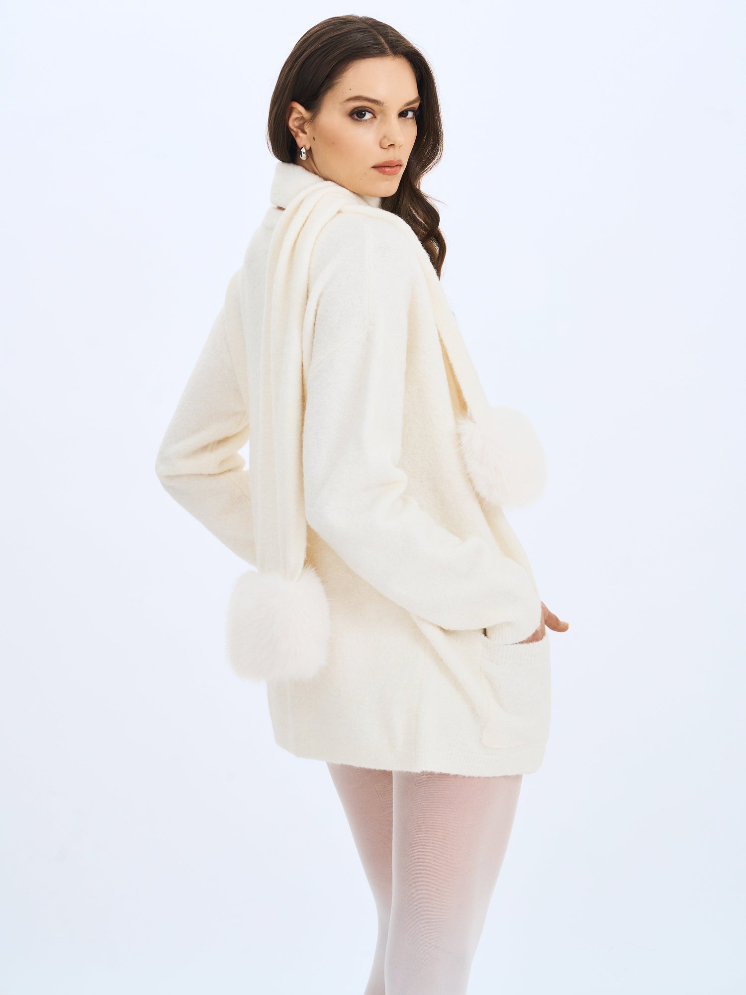 Orla Wool-Blend Ribbed Knit Cardigan | White