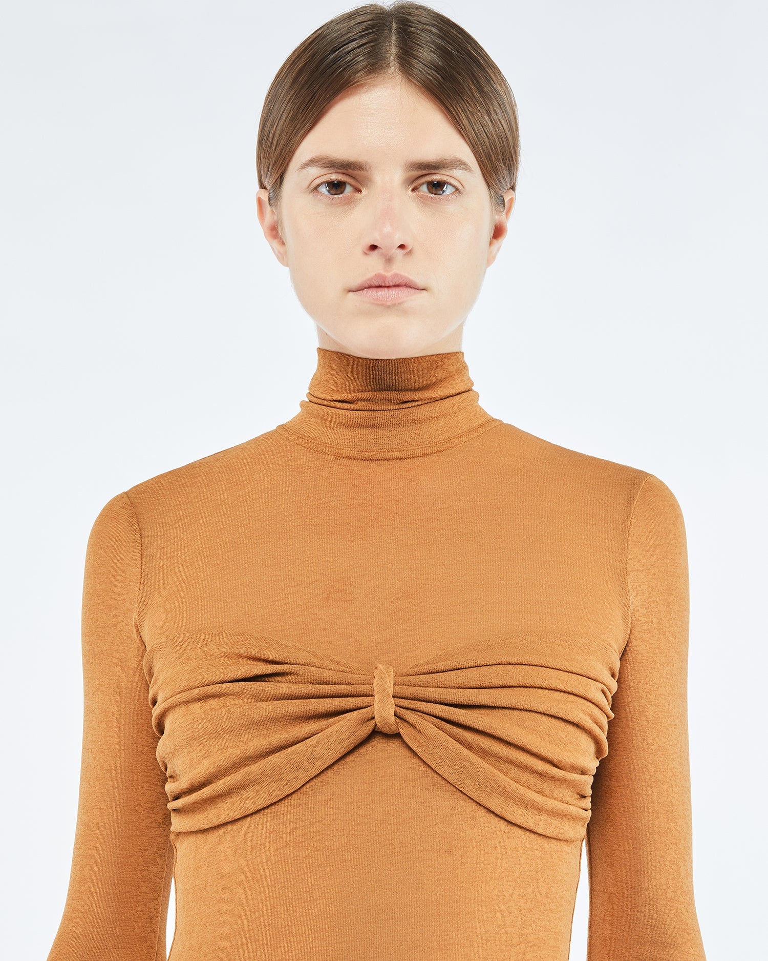 Womens | Sila Mesh-Jersey Turtleneck Top | Caramel