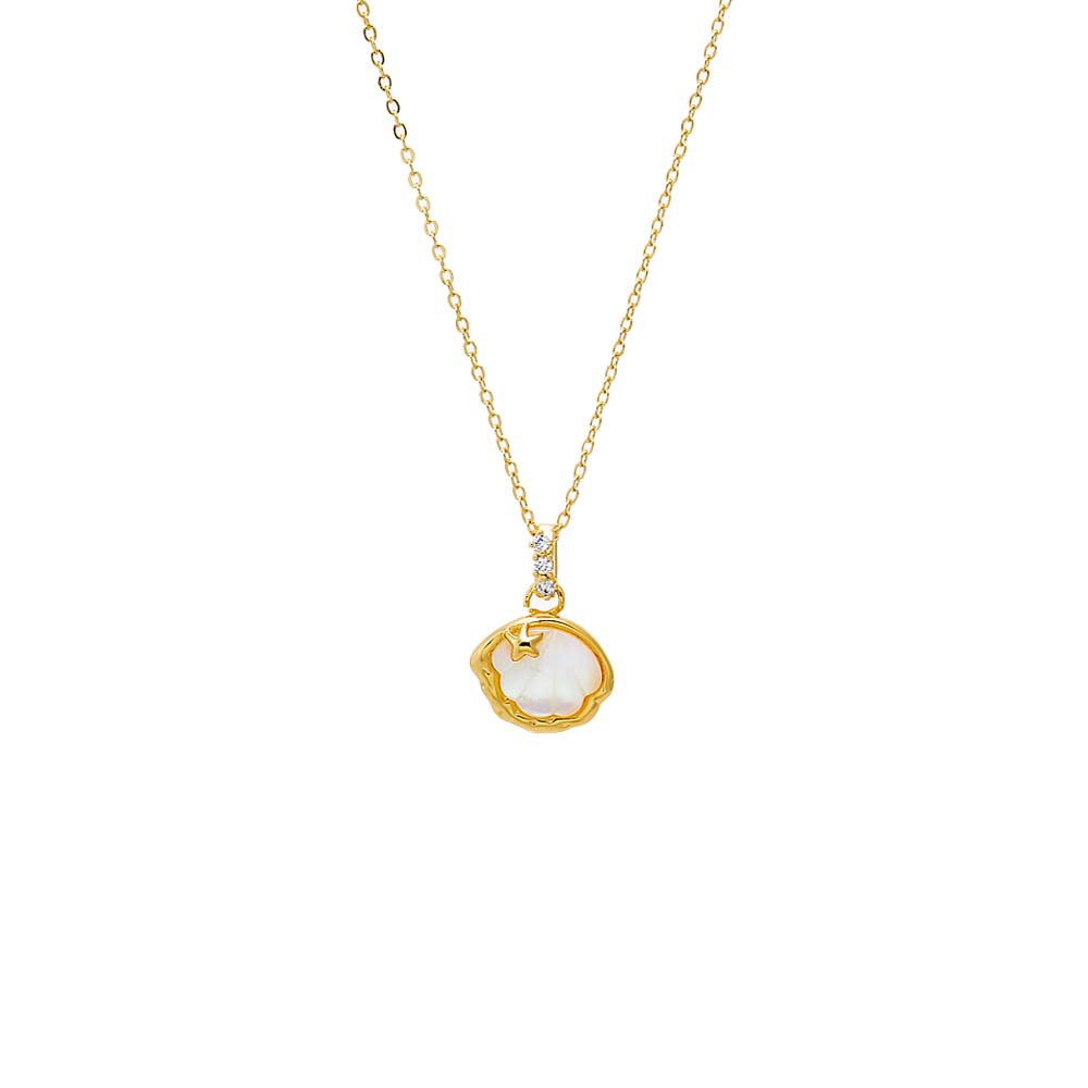 Mother of Pearl Mother Of Pearl Bezel Shell Necklace - Adina's Jewels