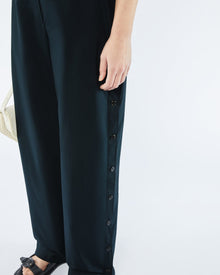 Womens | Nessa Cotton Straight-Leg Pants | Off Black