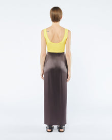 Womens | Emiko Slip Satin Sarong-Style Midi Skirt | Yellow