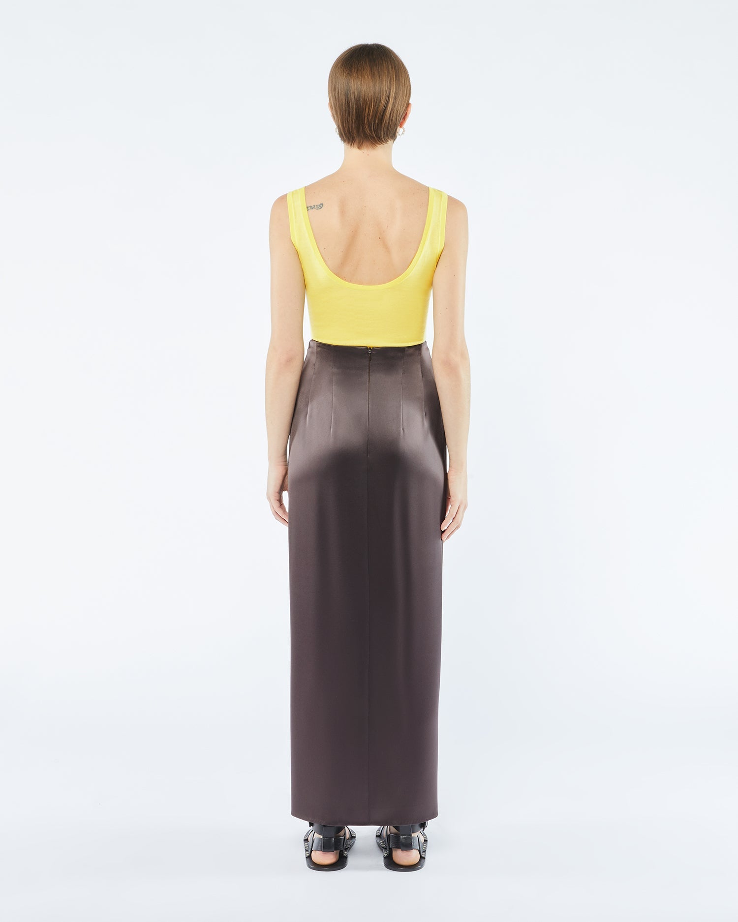 Womens | Emiko Slip Satin Sarong-Style Midi Skirt | Yellow