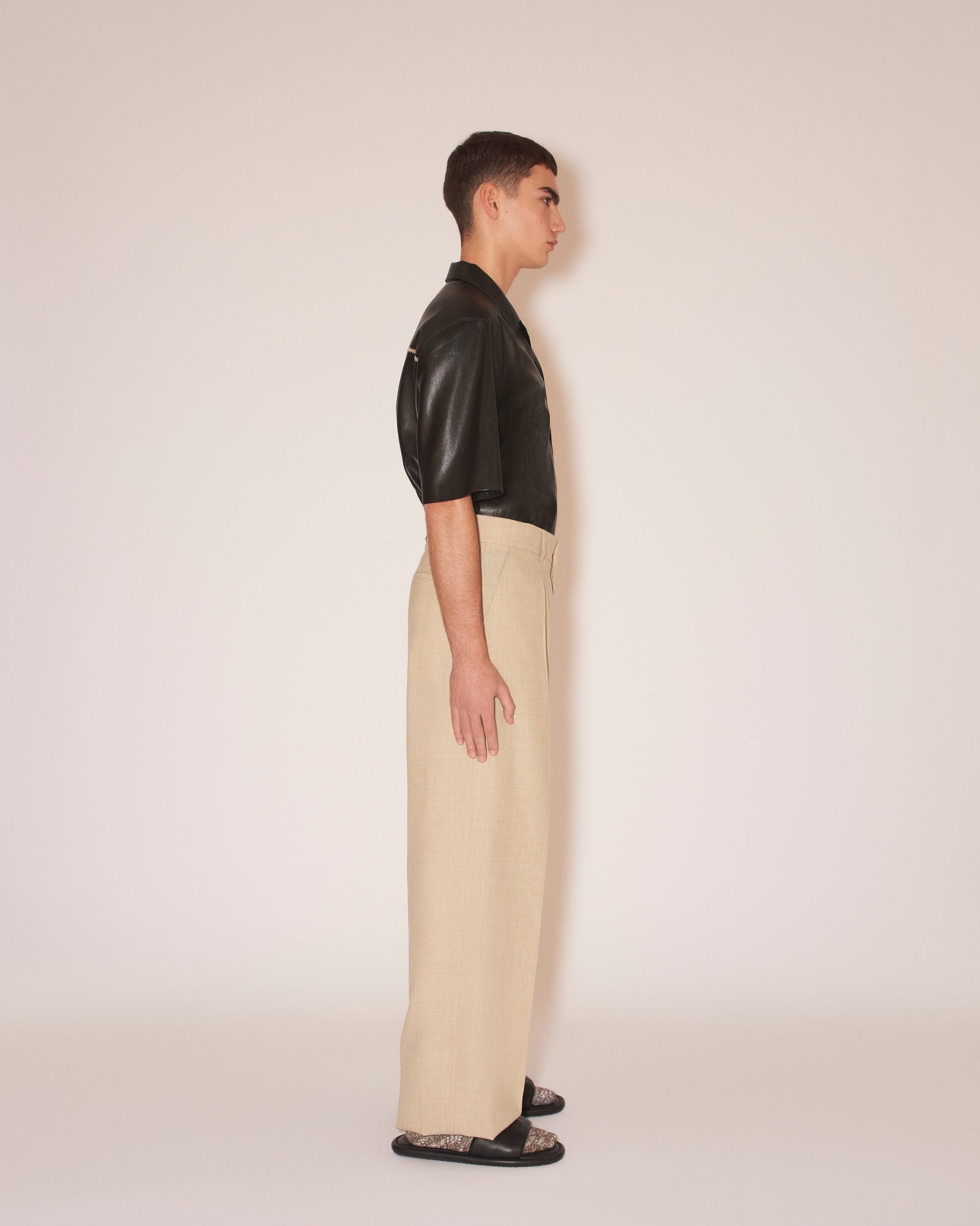 Mens | Cian Summer Suiting Straight-Leg Pants | Sand Melange