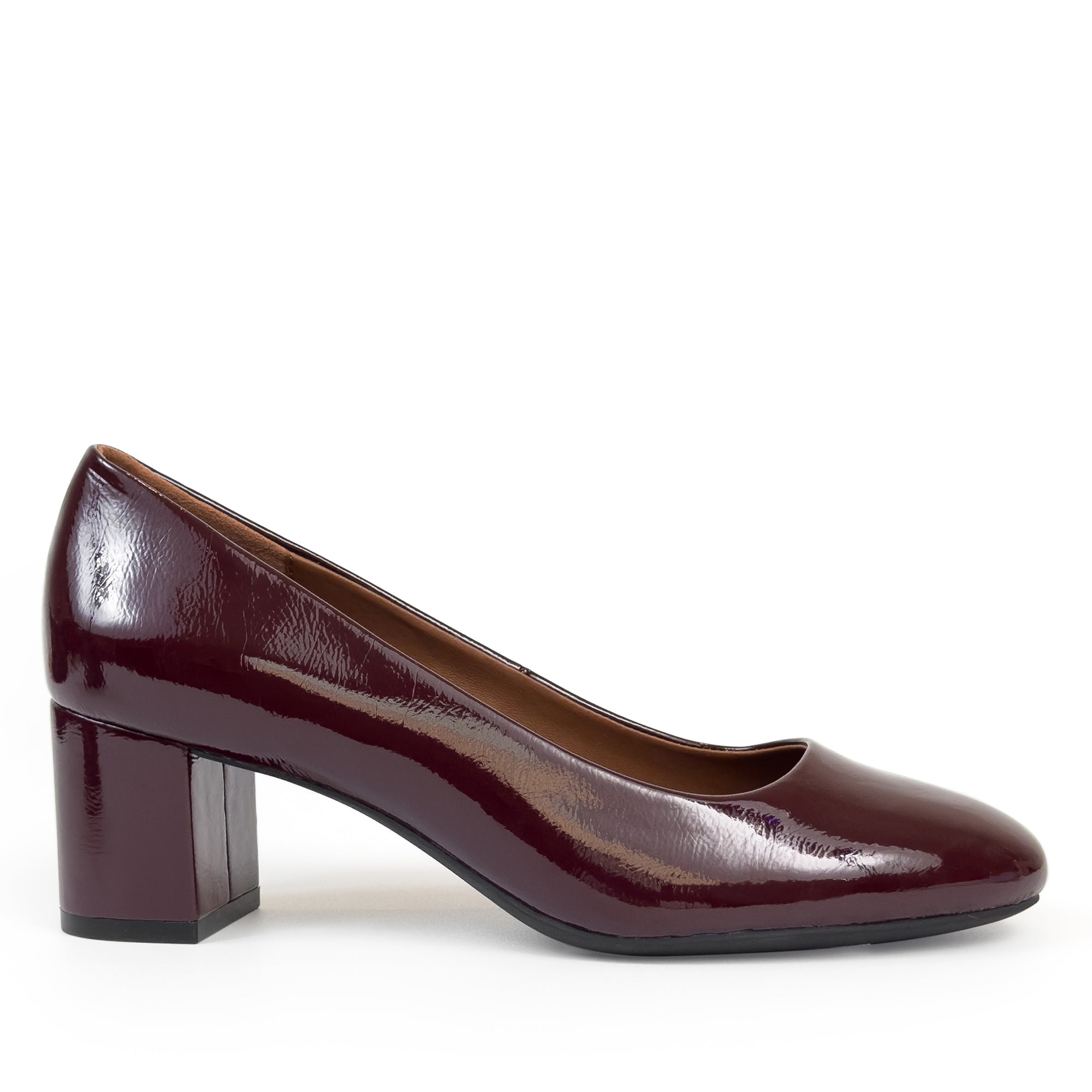 Ebel Dress Pump | Merlot Faux Crinkle Patent