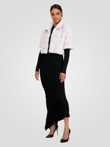 Mink Fur Bolero With Cropped Sleeves | Women | White