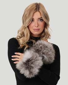 Knit Fox Fur Cuffs | Women | Indigo