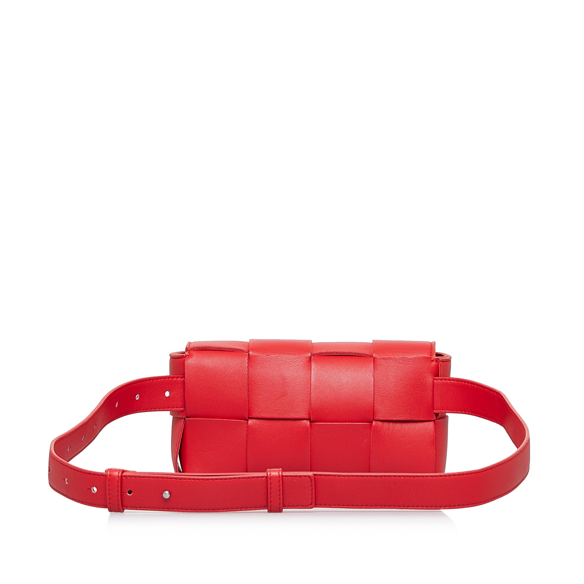 Bottega Veneta Pre-Owned Calfskin Intrecciato Cassette Belt Bag | Women | Red