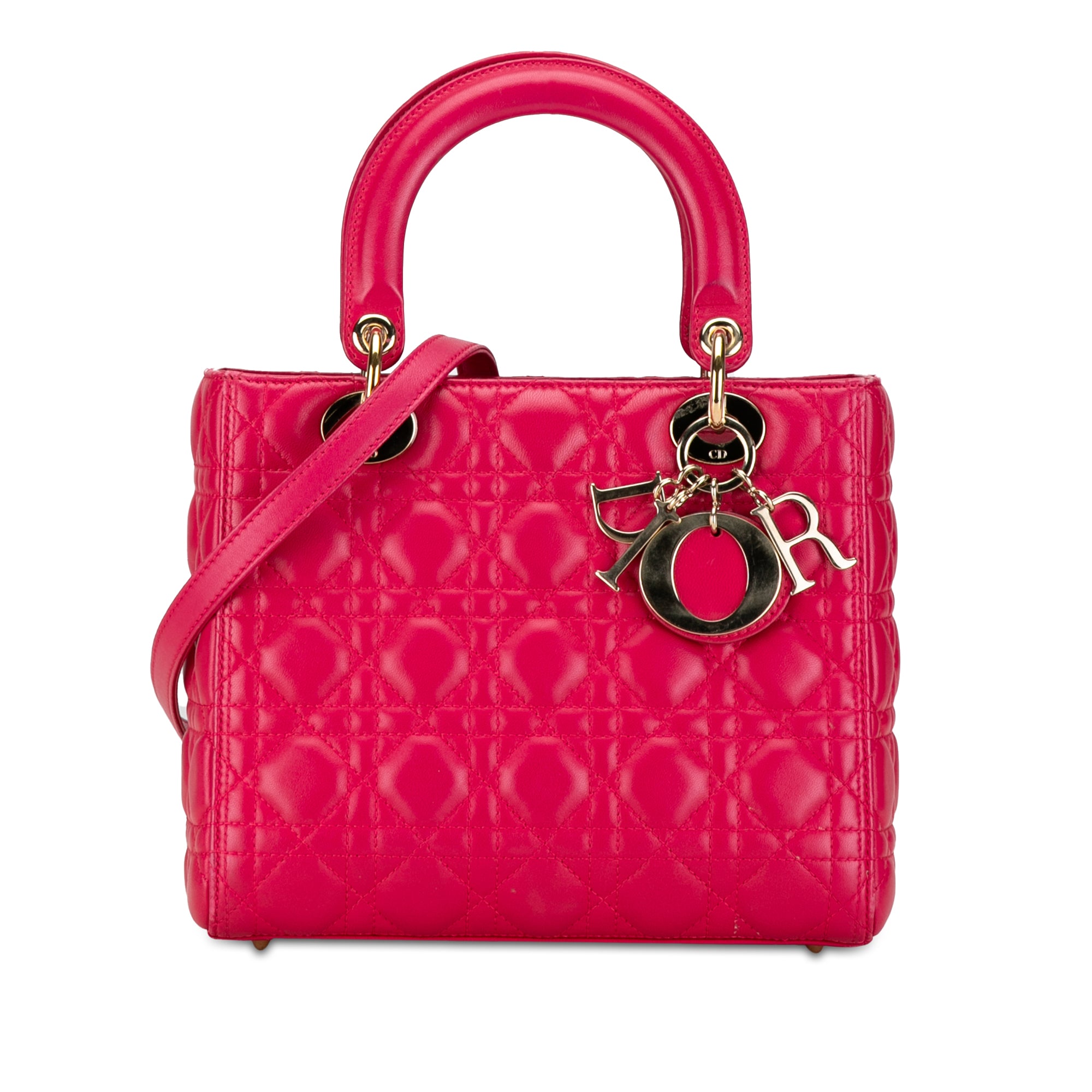 Dior Pre-Owned Medium Lambskin Cannage Lady Dior | Women | Pink x Dark Pink (V1)