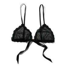 Dotted Tulle Front-Tie Bralette | Black