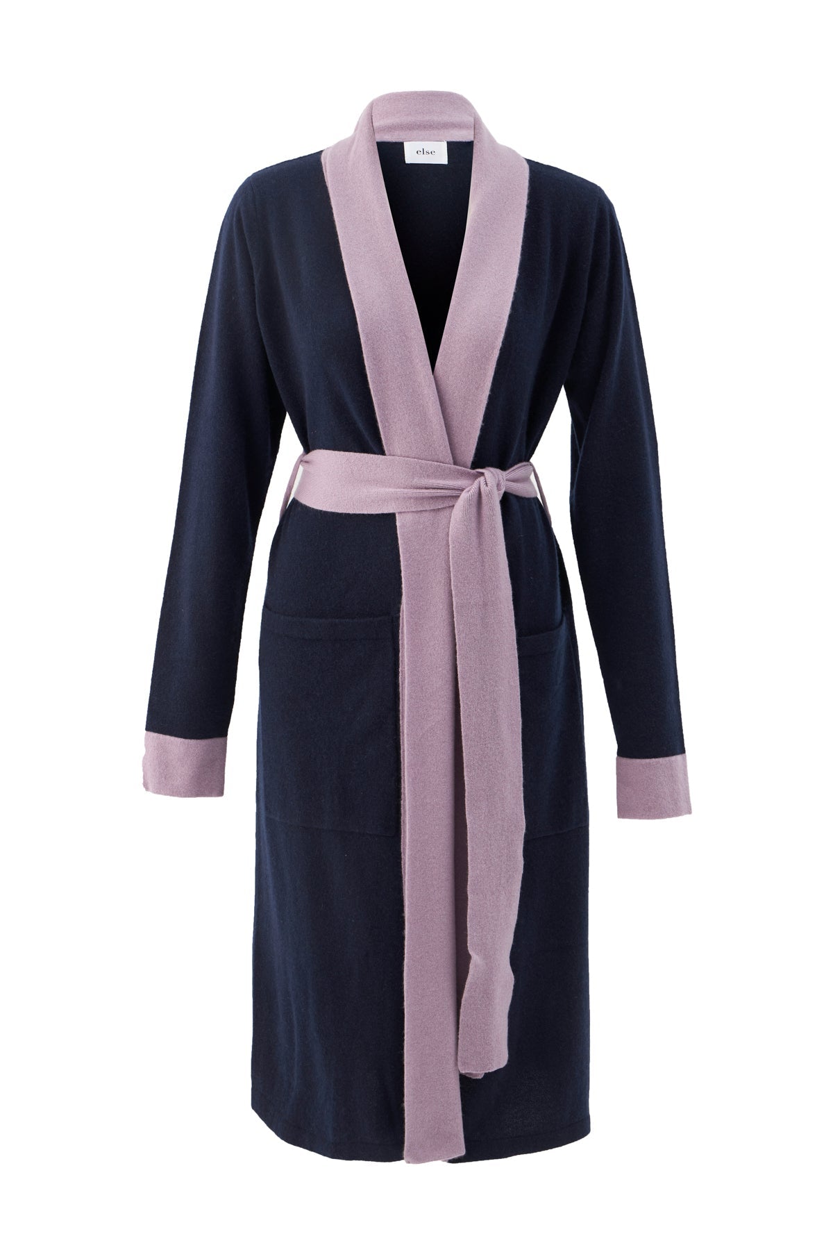 Cashmere Robe | Navy/Lavander