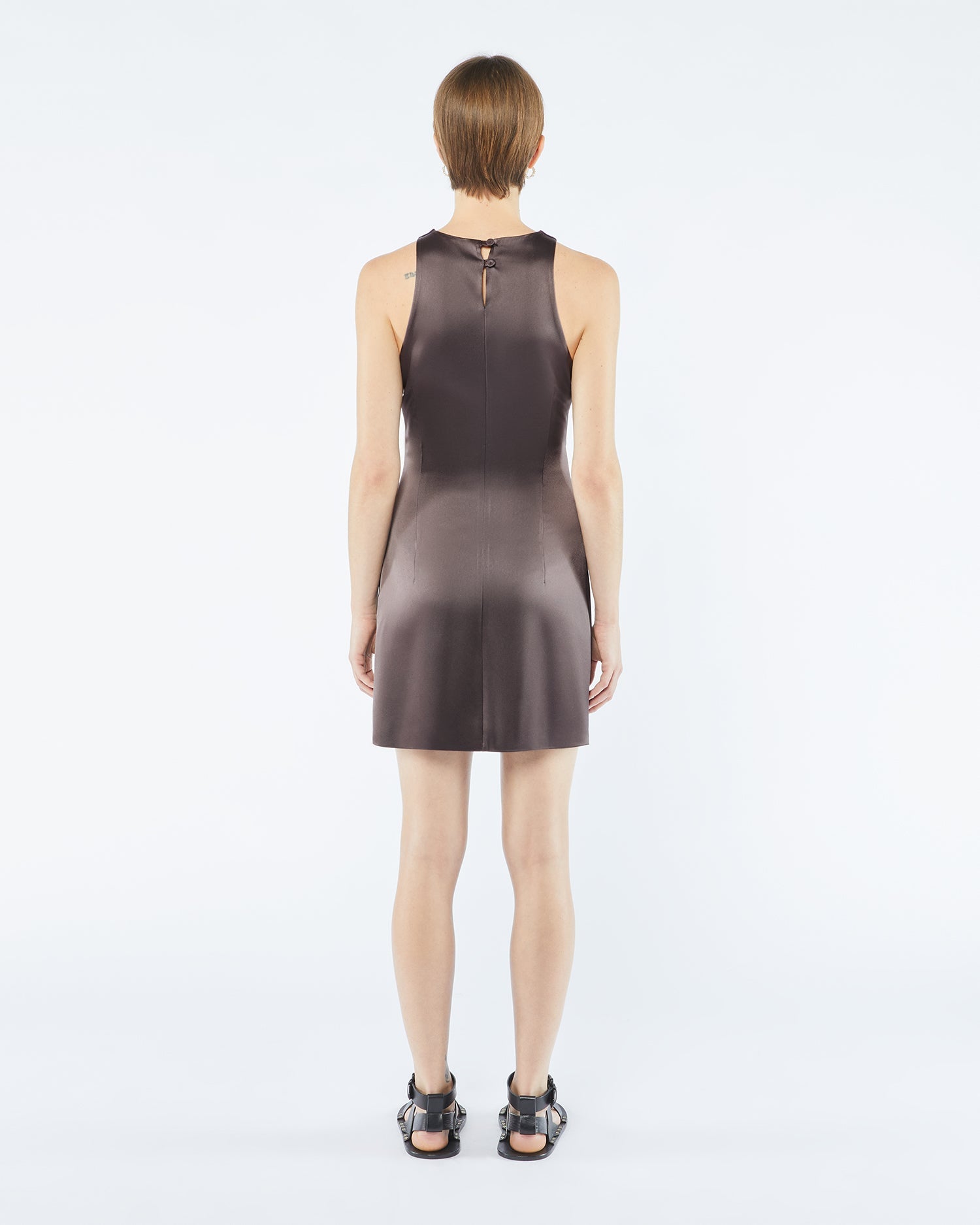 Womens | Elmi Cut-Out Slip Satin Mini Dress | Coffee Bean