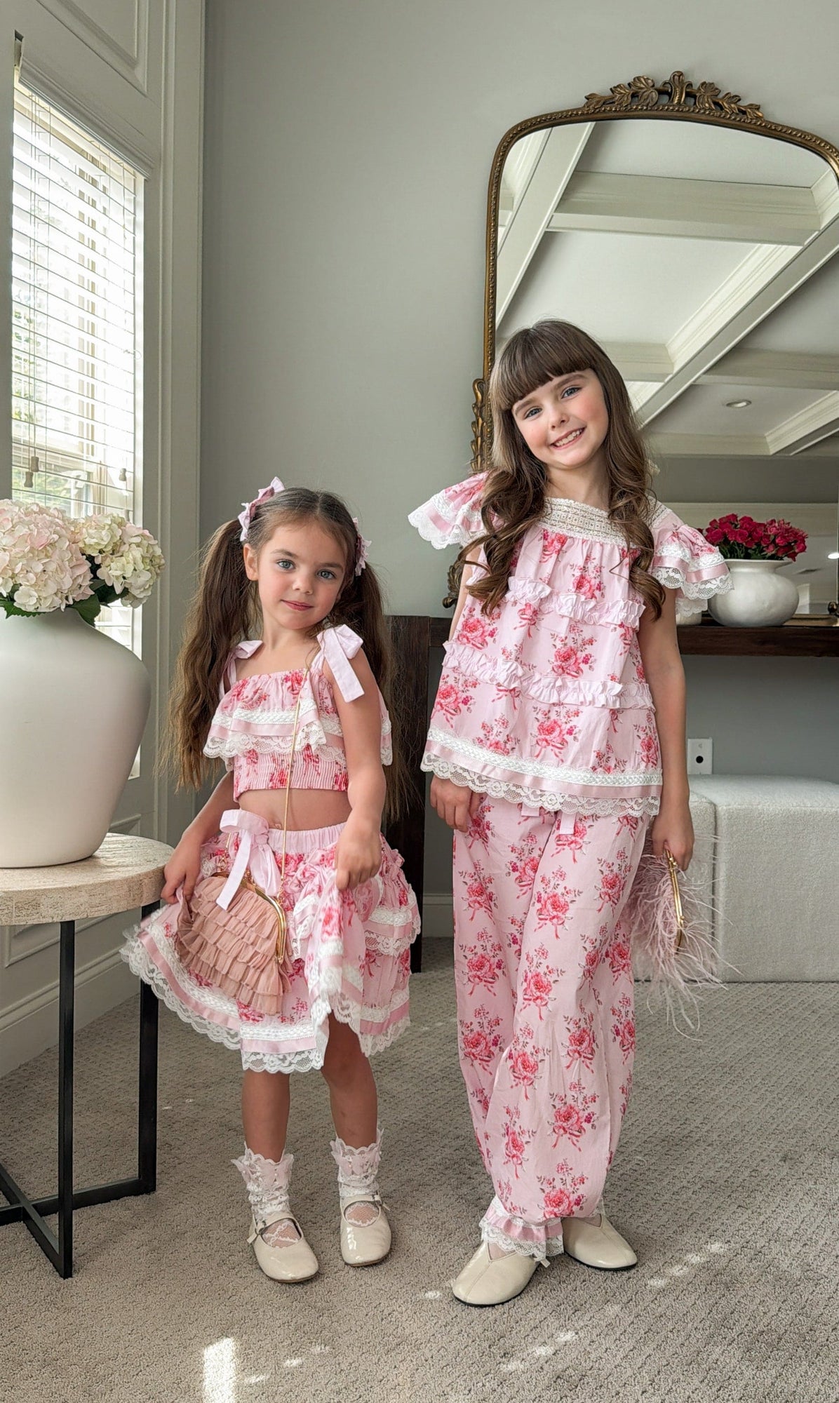 Amelia Pink Flower Print Pants - Petite Maison Kids