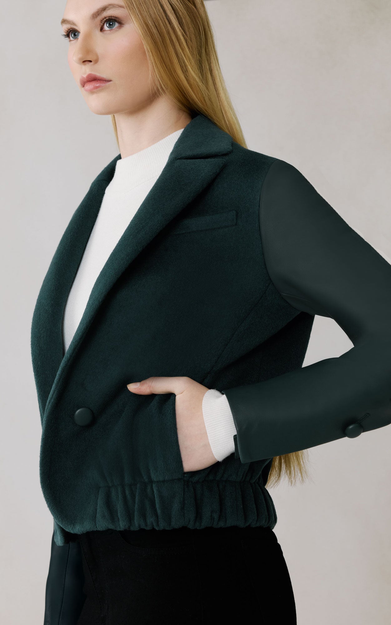 Alesse Blazer Bomber In Wool | Midnight Forest