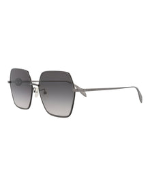 Alexander McQueen Square Metal Sunglasses | Ruthenium