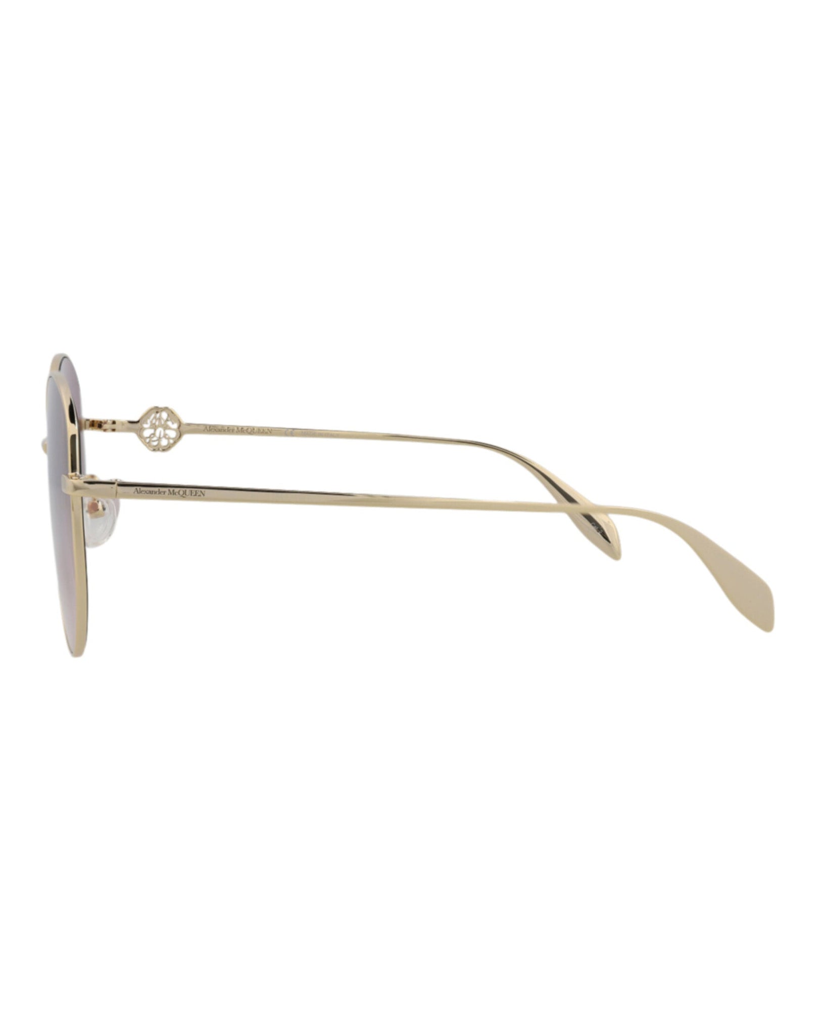 Alexander McQueen Round Metal Sunglasses | Gold