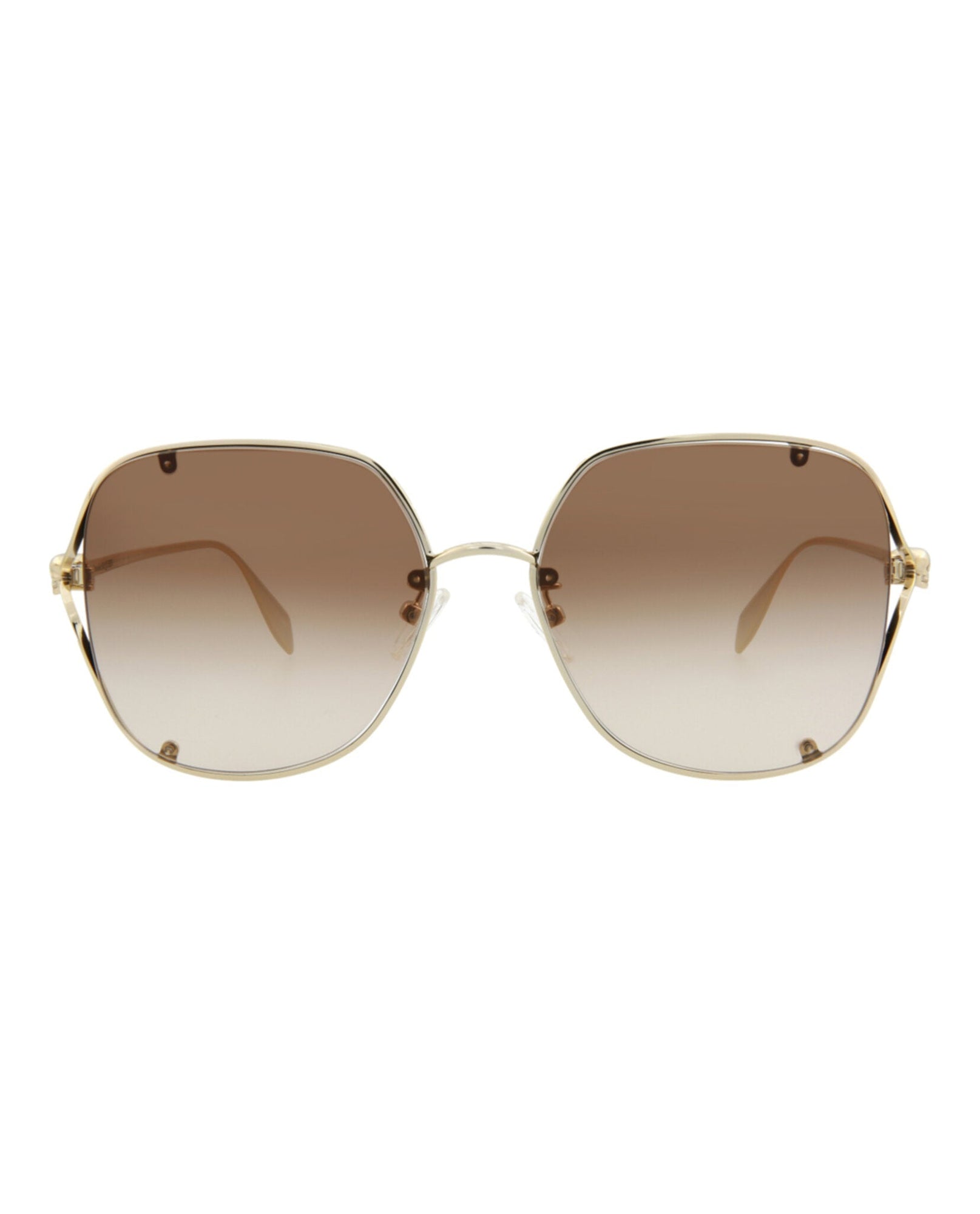 Alexander McQueen Square Metal Sunglasses | Gold