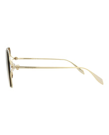 Alexander McQueen Square Metal Sunglasses | Gold