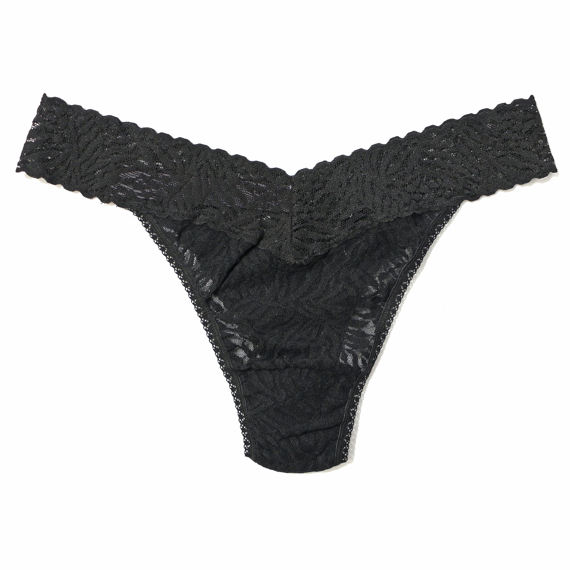 Animal Lace Original Rise Thong | Black