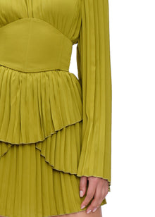 Lenti Pleated Mini Dress | Lime