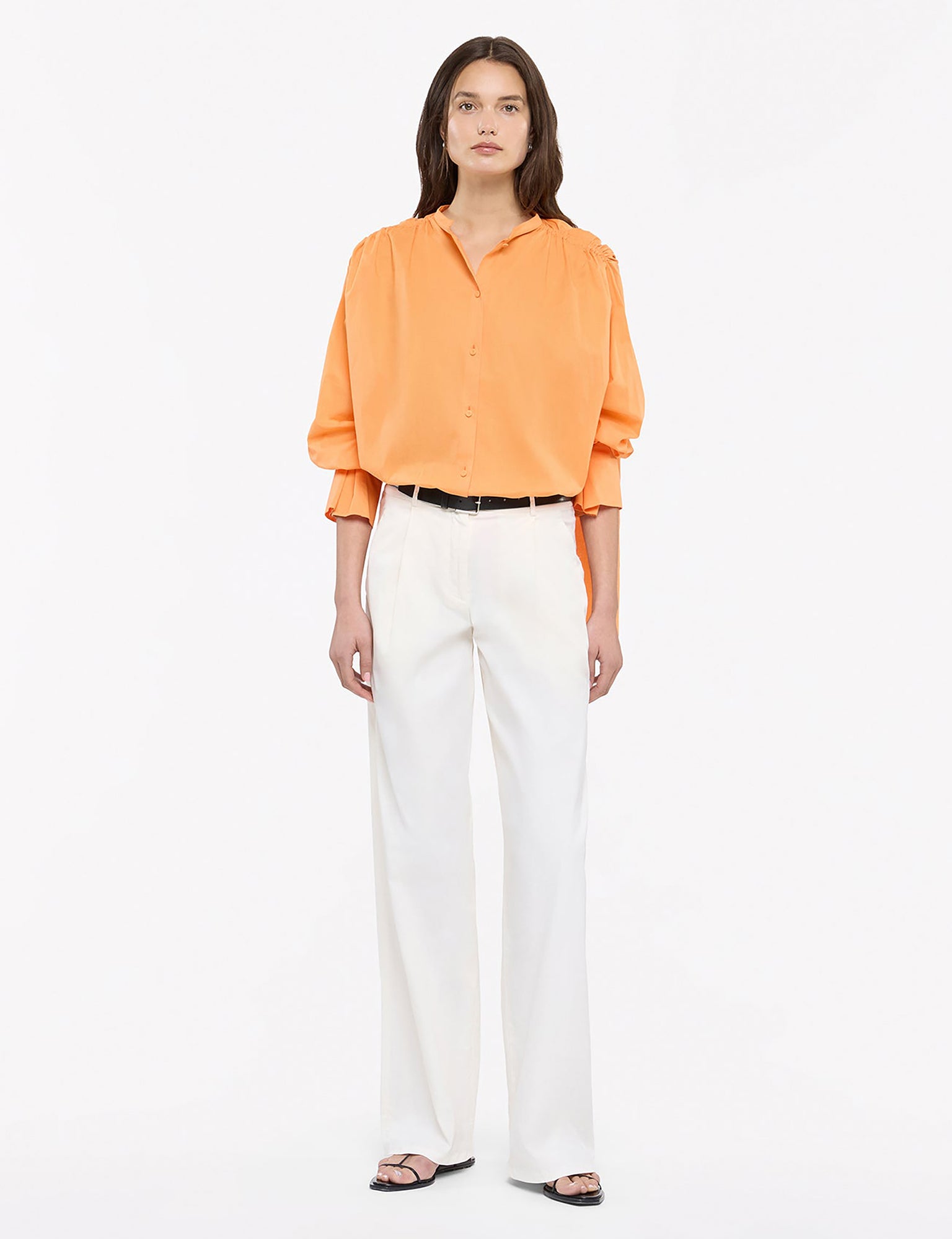 Women | Gathered Voile Blouse | Papaya
