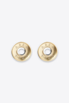Clear Crystal Glass | Button Stud Earrings | Antique Gold