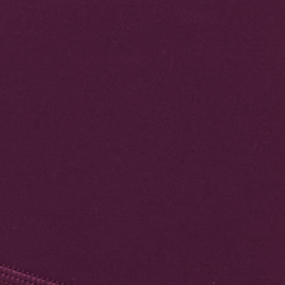 Fabric swatch for the LSPACE Stride Bra in plum, showing the plum color and fabric texture.