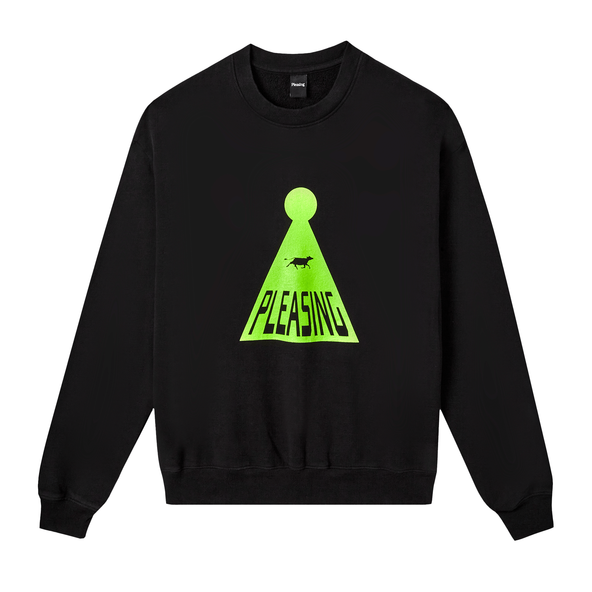 The Abducted Cow Crewneck | Black and Neon Green