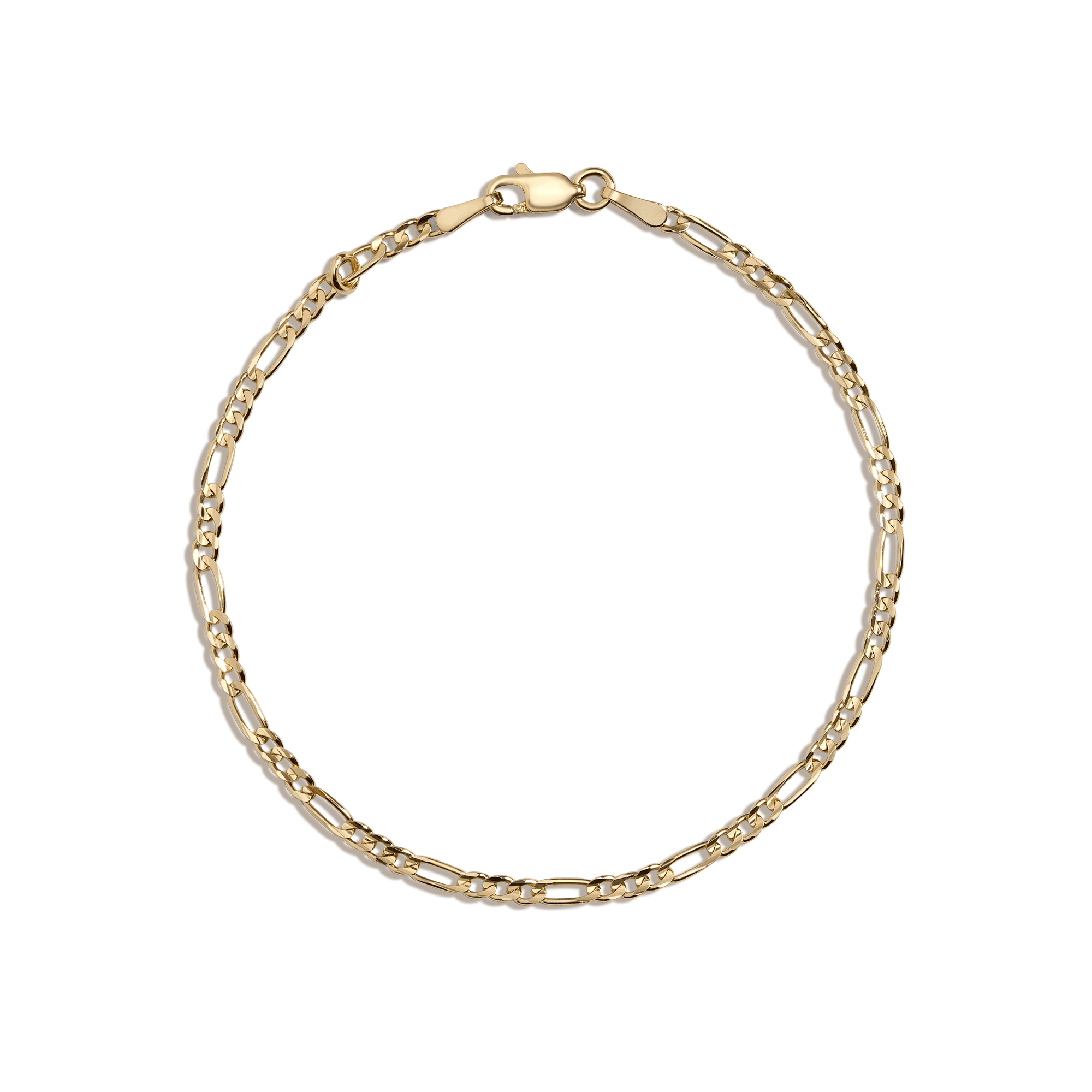 Medium Gold Figaro Chain Bracelet Vermeil 14K Yellow Gold