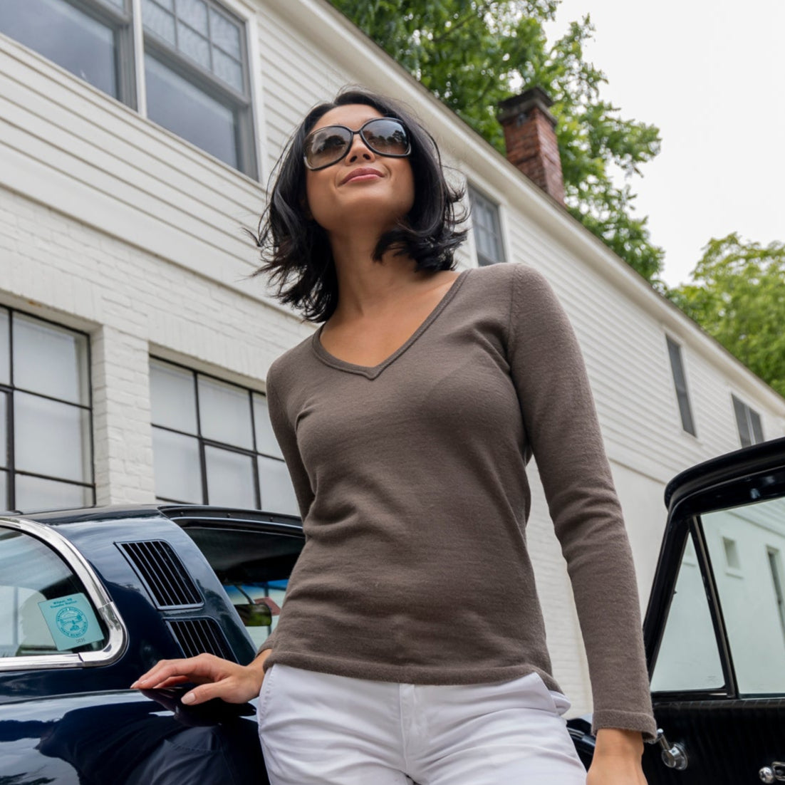 V Neck Sweater | Mocha