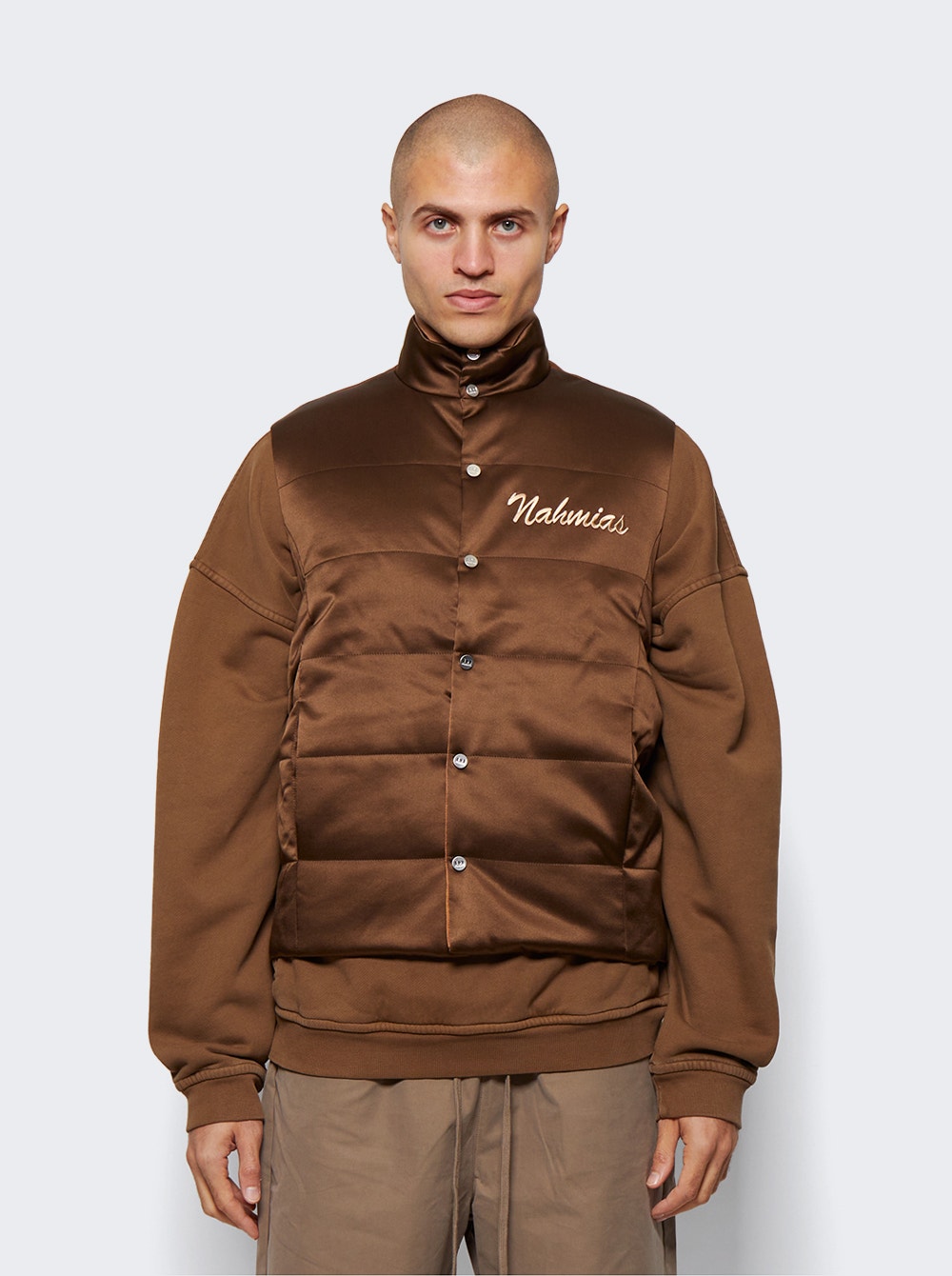 Men | NAHMIAS | Summerland Silk Puffer Vest | Brown