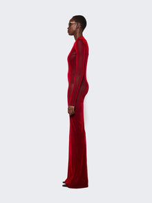 Women | Ludovic De Saint Sernin | Long Sheer Mesh Dress | Red