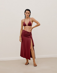 Alana Detail Midi Skirt | Cranberry