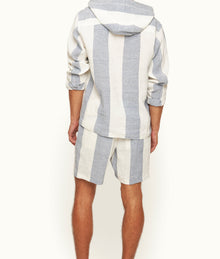 Alex Relaxed Fit Stripe Linen Shorts | Bergamo Blue/White Stripe