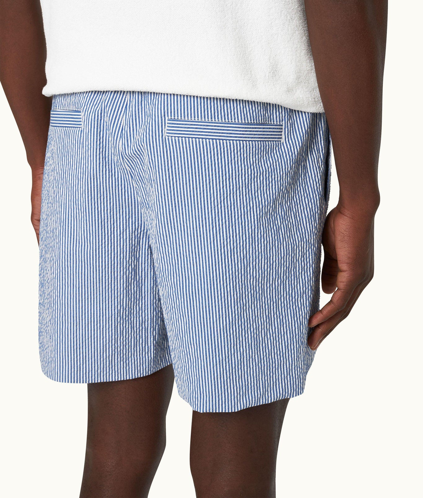 Alex Seersucker Seersucker Relaxed Fit Drawcord Shorts Woven | Blueberry/White Stripe