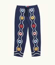 Alex Whitsun Print Linen Relaxed Fit Trousers | Midnight Navy