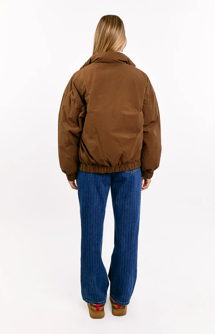 All I Wanted Puffer Jacket | Brown Plaid