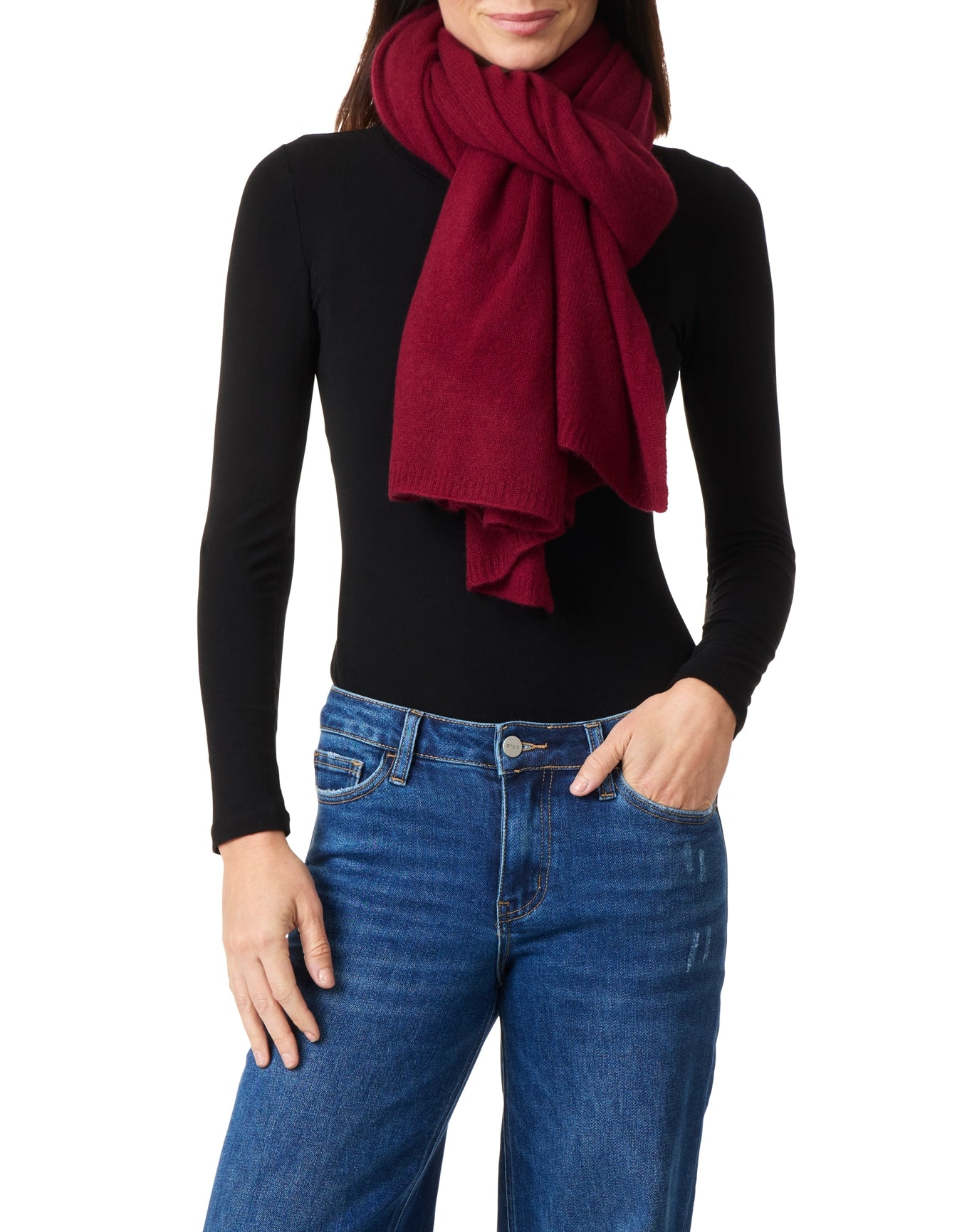 Amicale Cashmere | Women | Cashmere Feather Weight Travel Wrap | Dk. Red