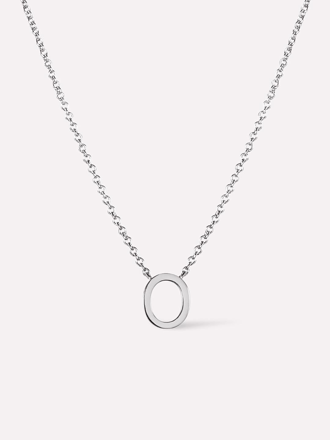 Silver Initial Necklace - Letter Necklace | Rhodium-Plated Sterling Silver