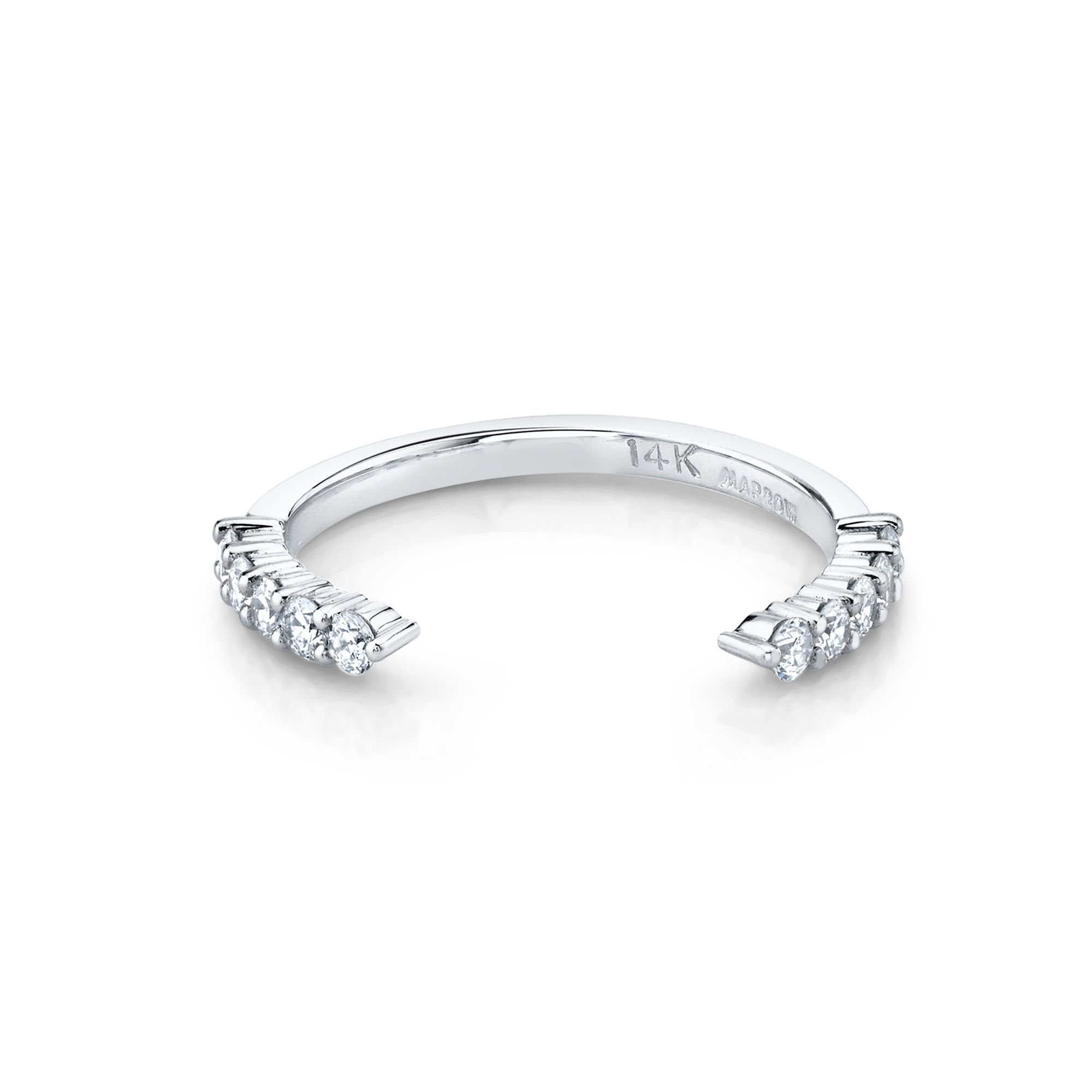 Women | White Diamond Cosmic Light Open Shank Band V1 | 14k White Gold