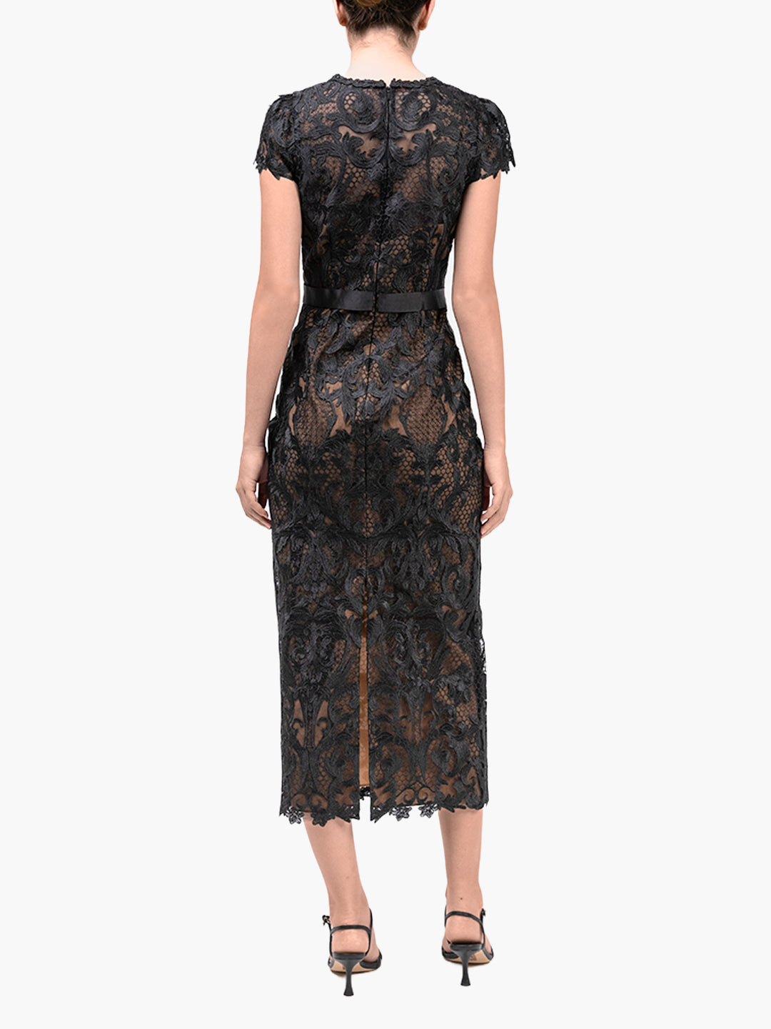 Nocturnes Lace Midi Dress | Black