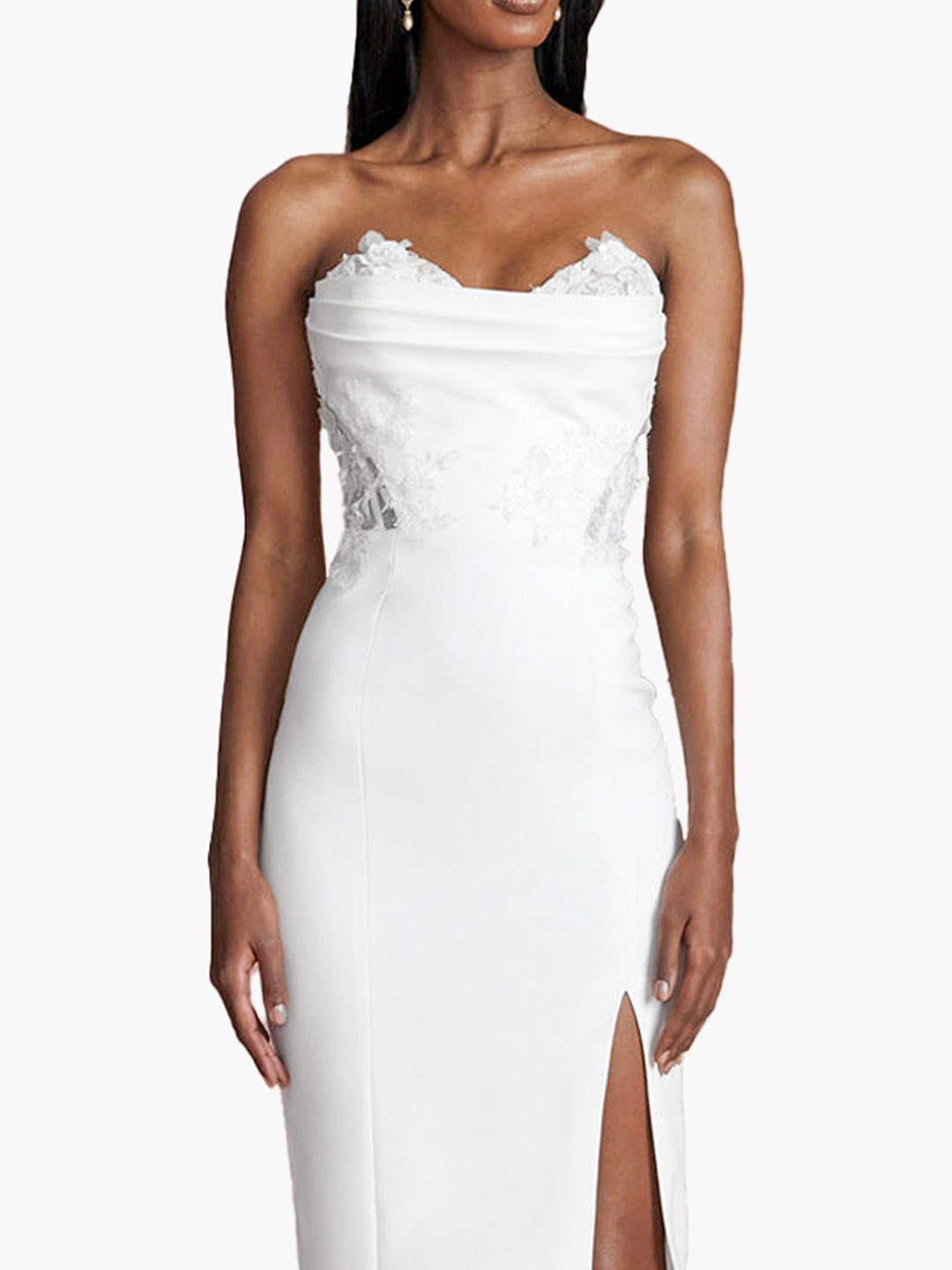 Draped Bodice Crepe Dress | Ivory