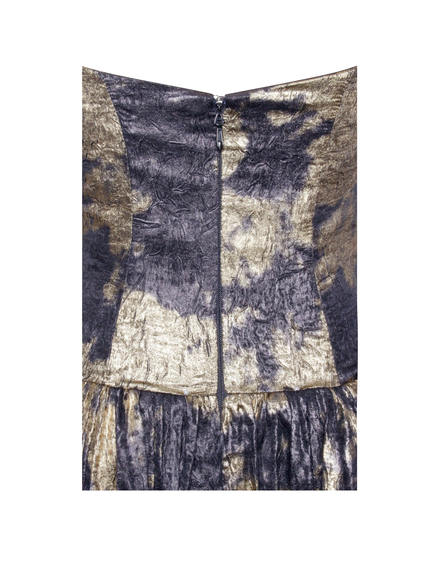 Saanvi Bronzing Strapless Drop Waist Midi Dress | Gold Tie Dye