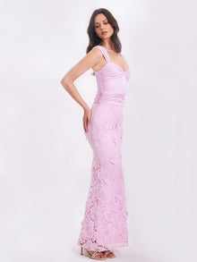 Floral Lace Mermaid Gown | Dahlia Pink