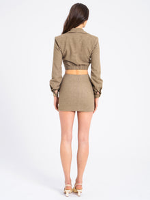 Braylee Vintage Bodycon Twill Wool Blend Mini Skirt | Sage Green
